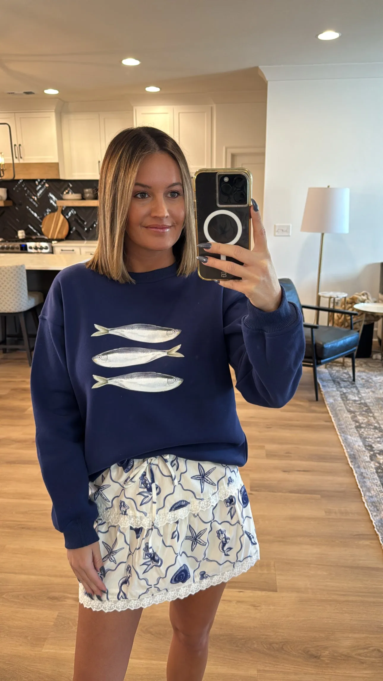 Vintage Catch Graphic Sweatshirt, French Navy