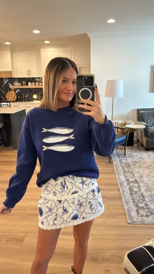 Vintage Catch Graphic Sweatshirt, French Navy