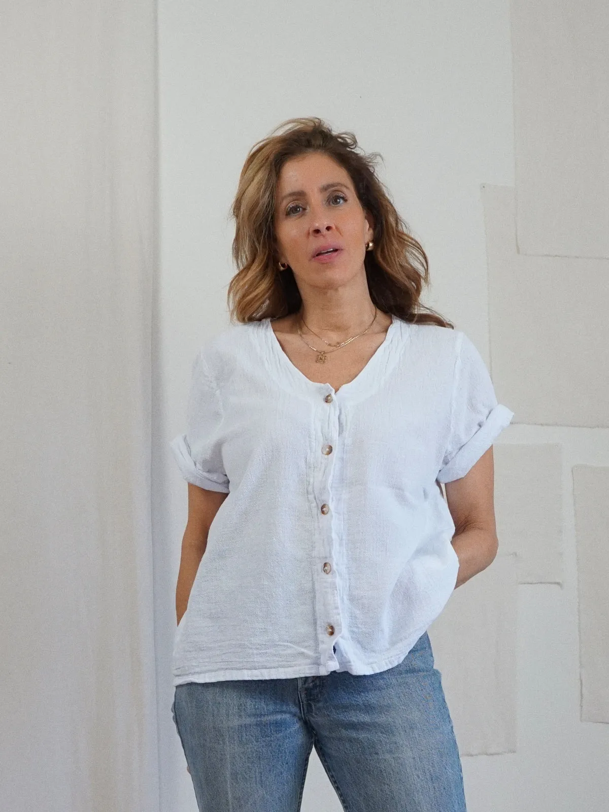 Vintage Crinkle Gauze Top
