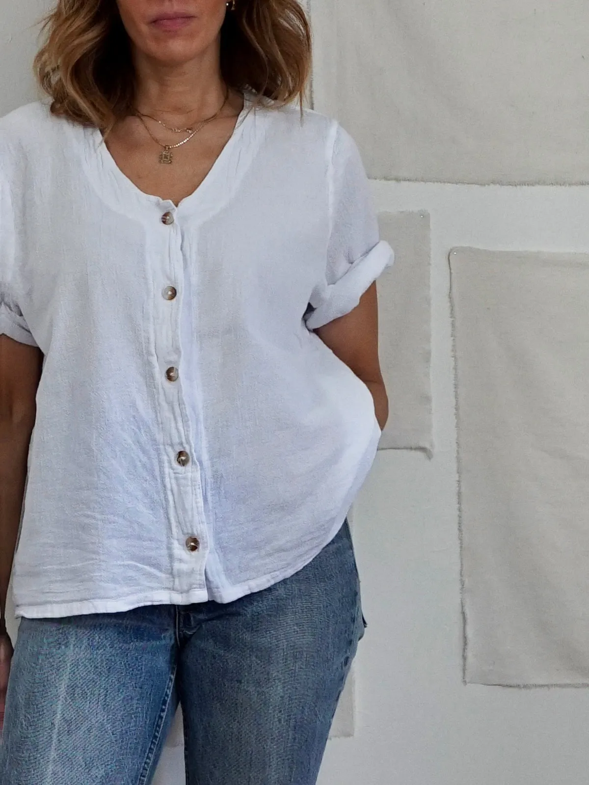 Vintage Crinkle Gauze Top