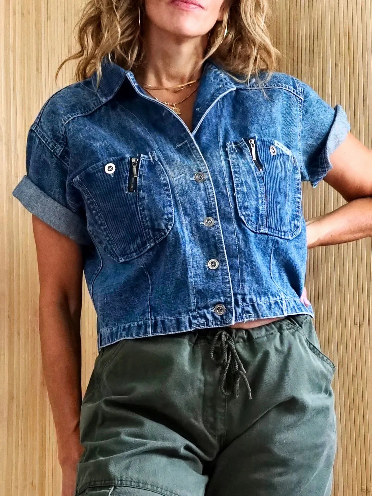 Vintage Denim Boxy Crop Shirt