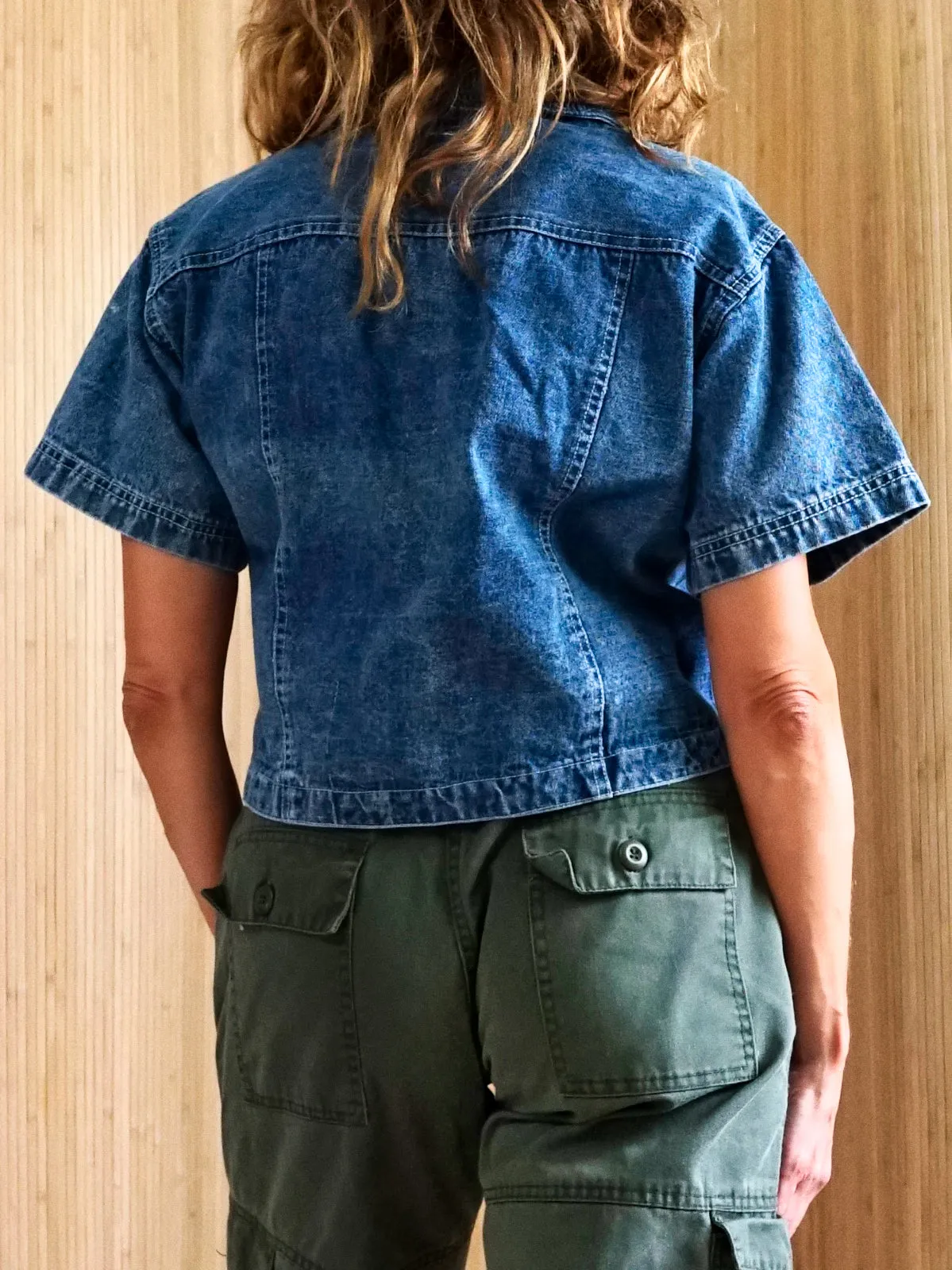 Vintage Denim Boxy Crop Shirt