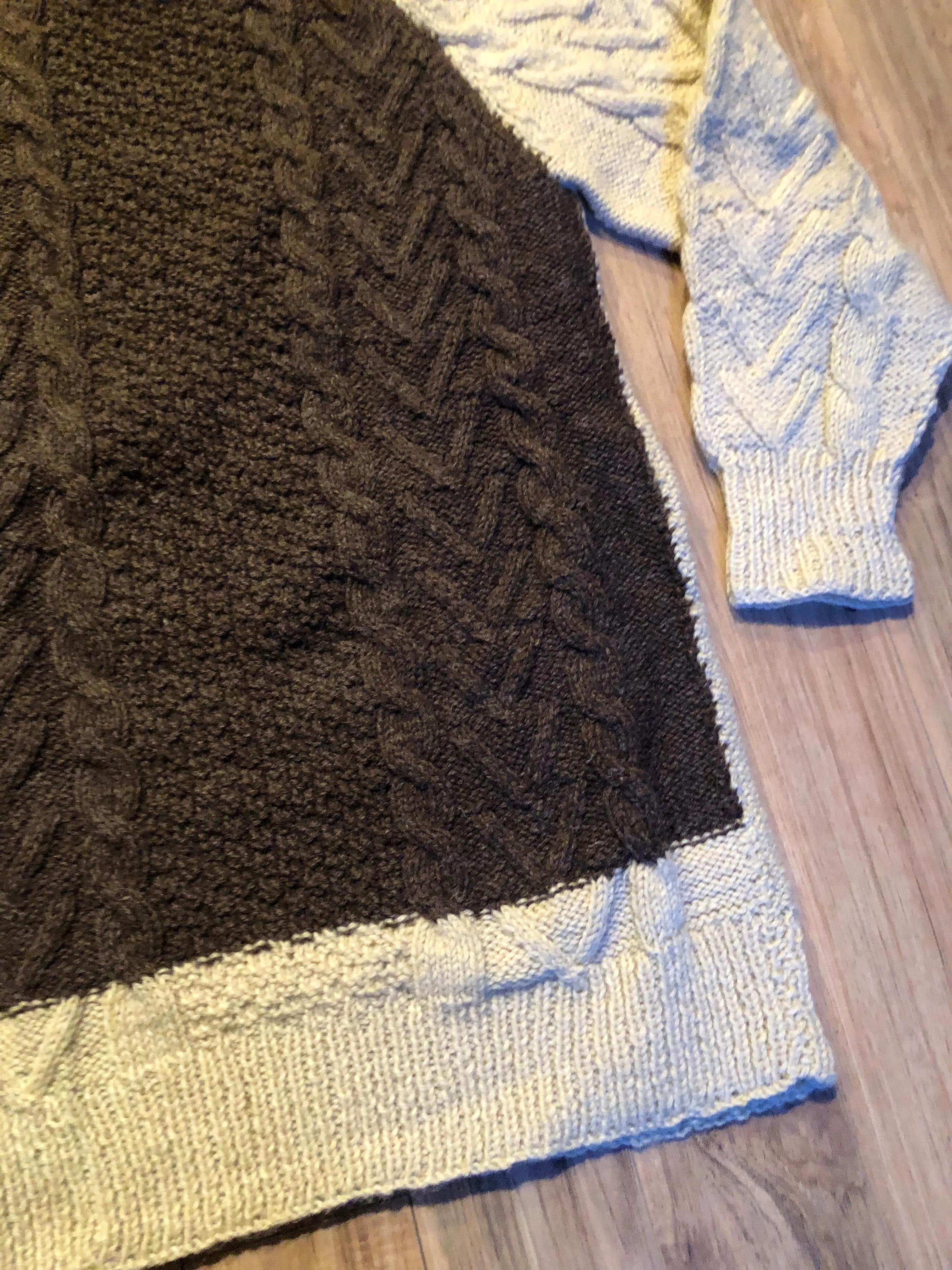 Vintage Hand-Knit Wool Crewneck Long Sweater