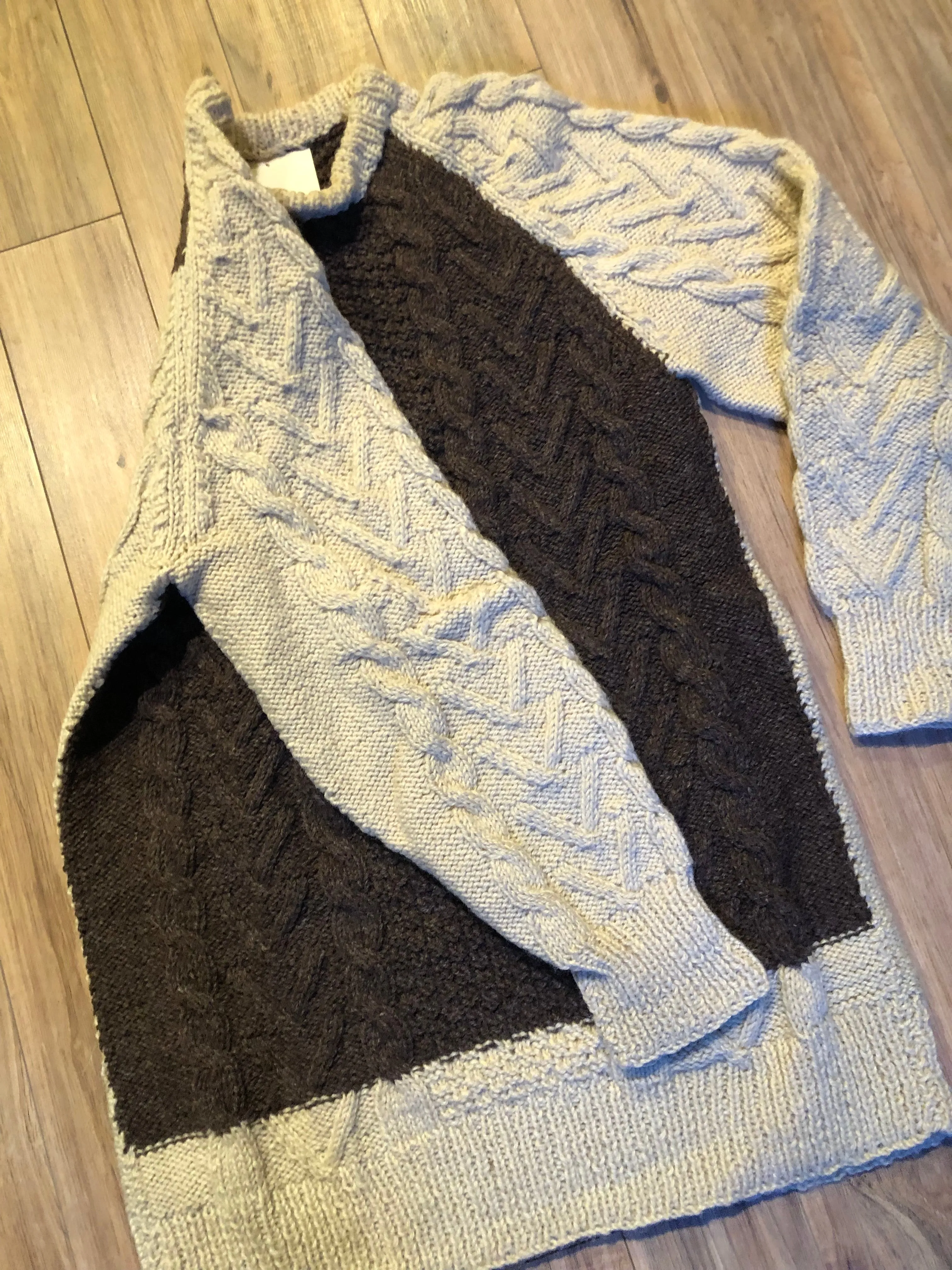 Vintage Hand-Knit Wool Crewneck Long Sweater
