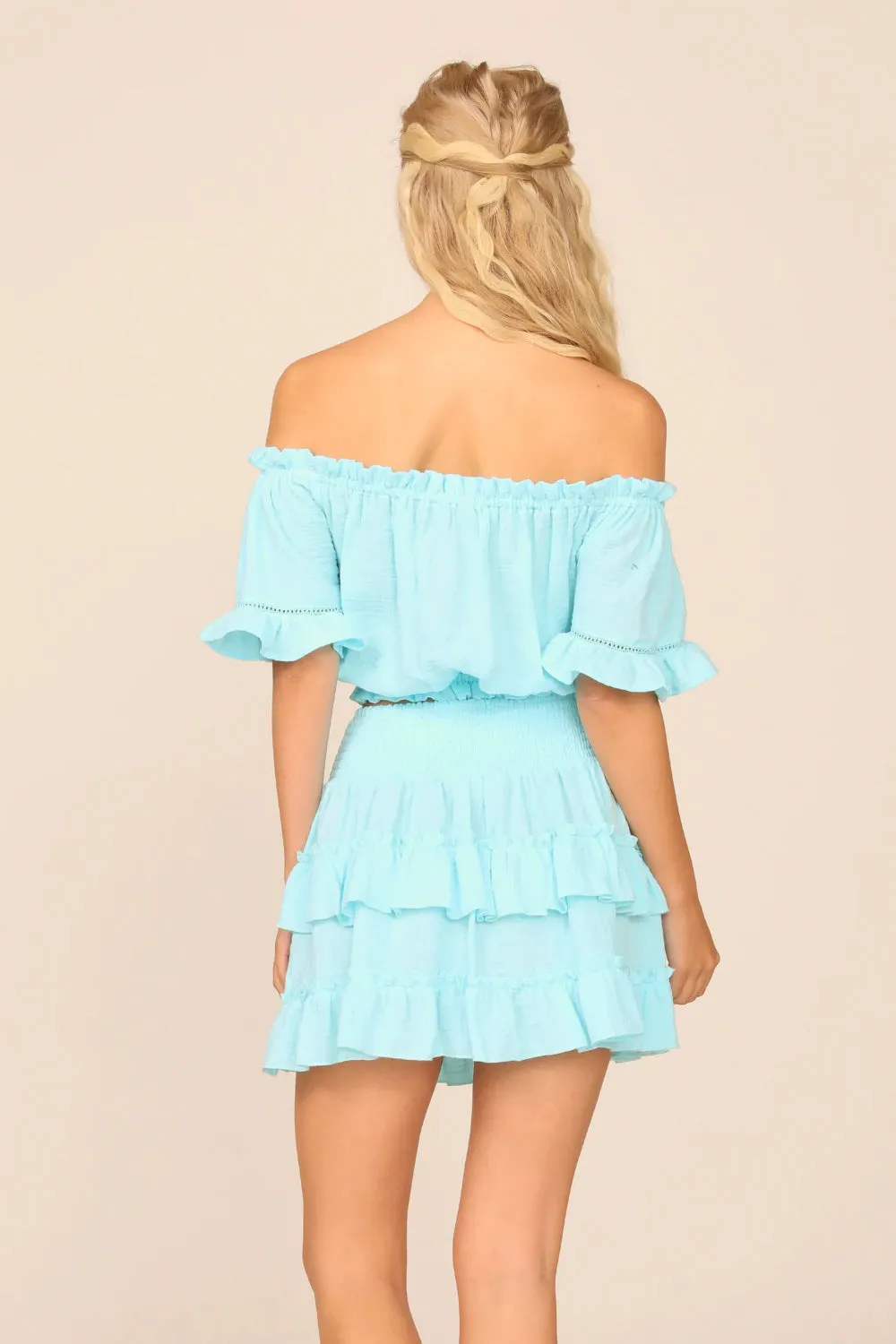 Vintage Havana Off Shoulder Ruffle Top