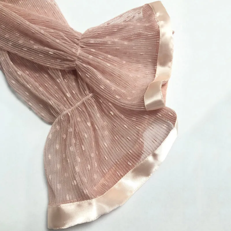 Vintage Pink Sweetheart Neckline Polka Dot Lantern Sleeve Women Ruched Blouse