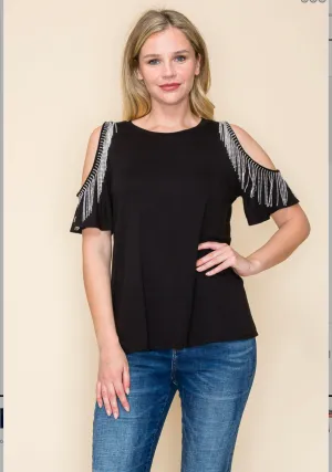 VOCAL 209515 Bling Fringe Dazzle Top