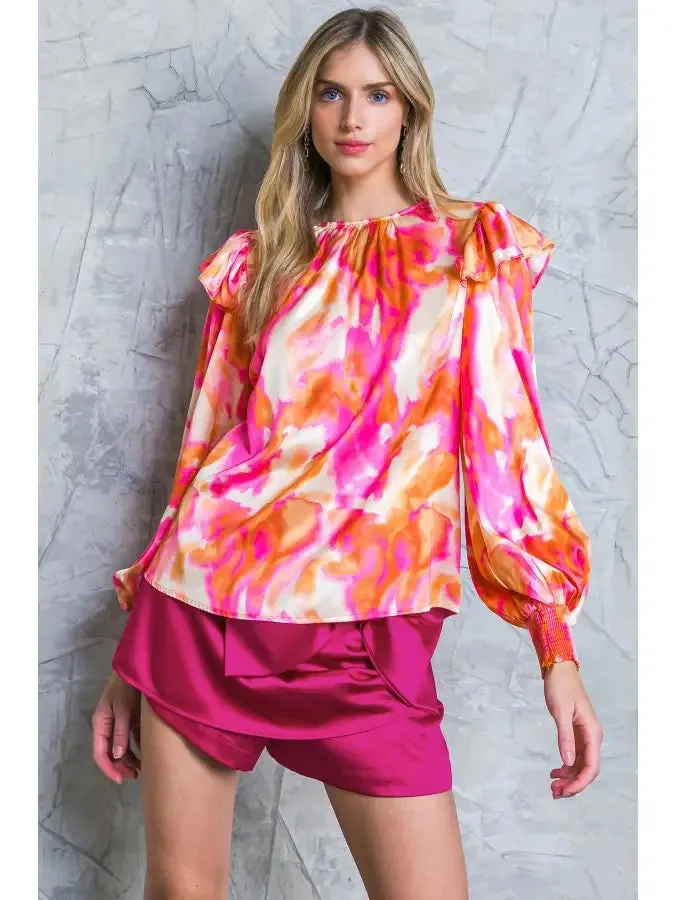 Watercolor Long Sleeve Blouse