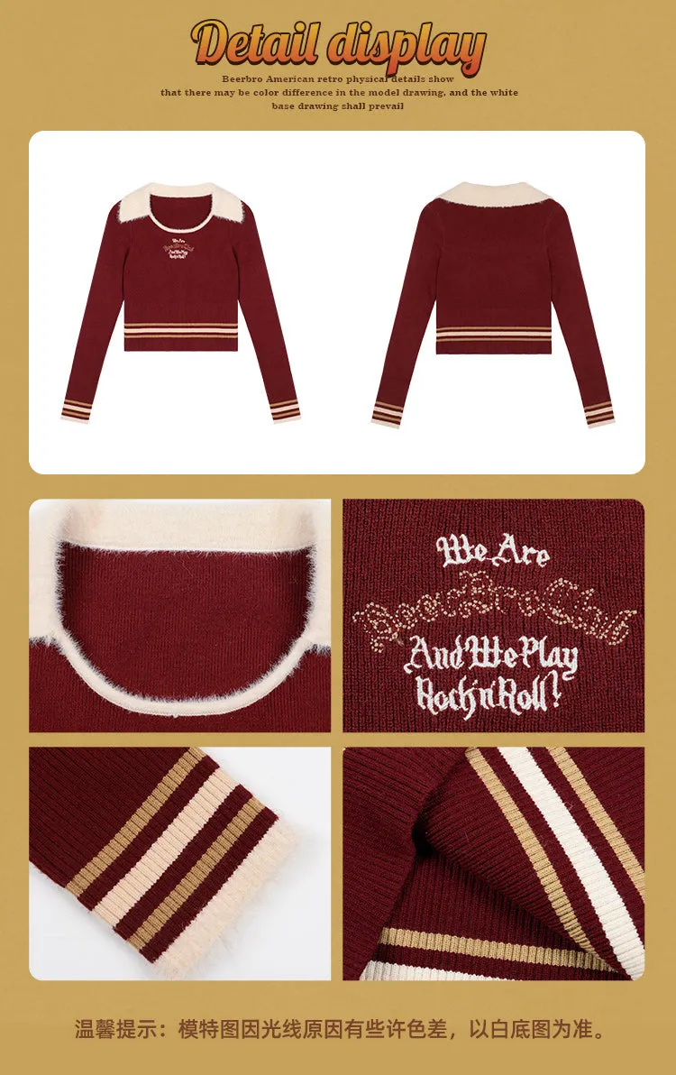 WE ARE BEERBROCLUB Solid Color Ribbed Slim Long Sleeve Cropped Top