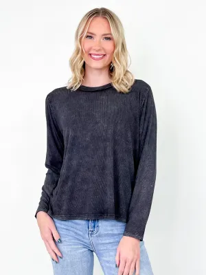 Wendy - Washed Ribbed Scoop Neck Top
