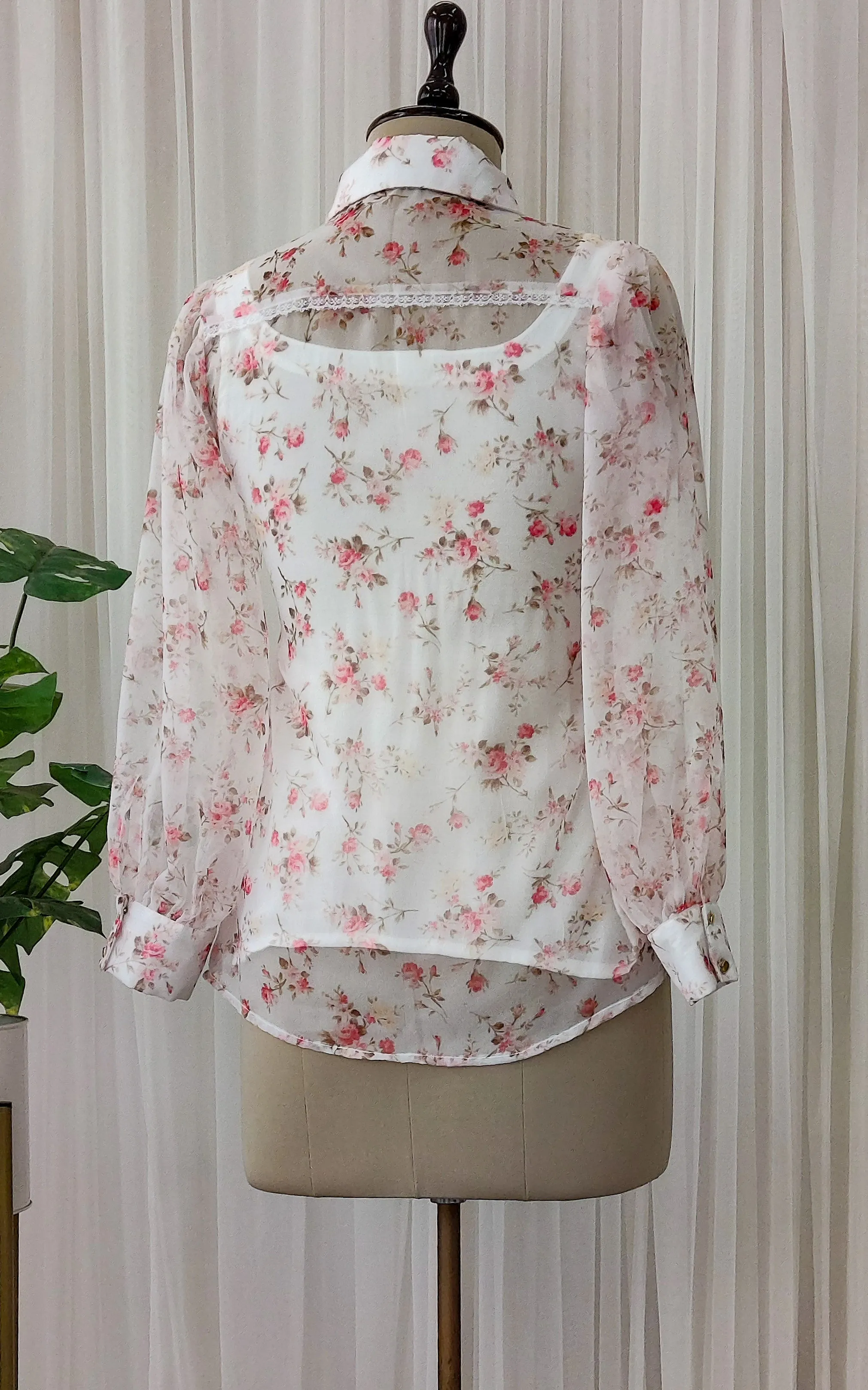 White Floral Organza Shirt