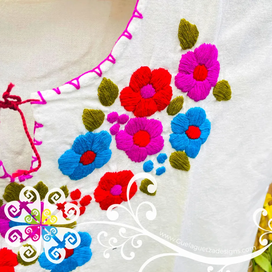 White Floral Women Embroider Top