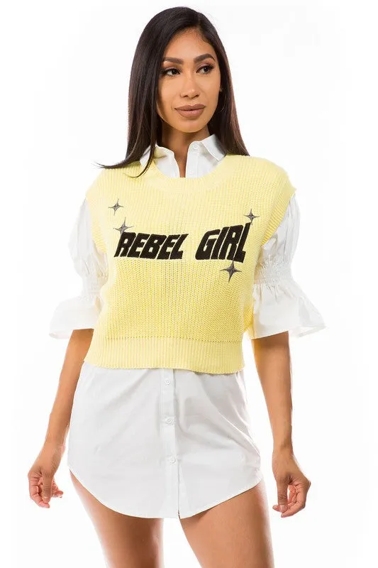 WHITE FRAYED CROP BLOUSE