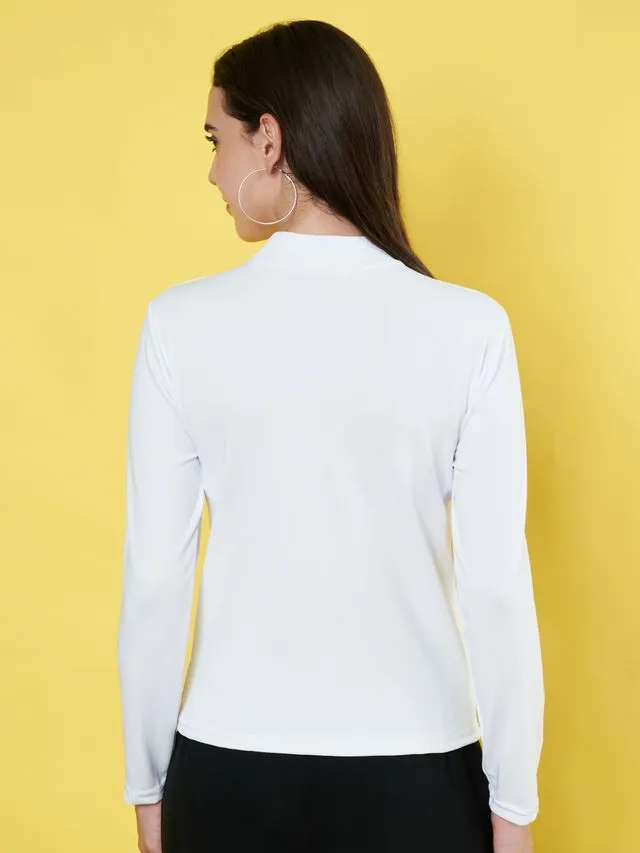 White High Neck Regular Top
