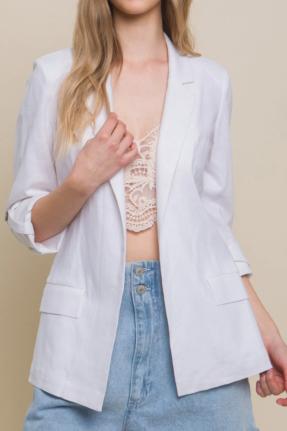 White Linen (blend) Blazer