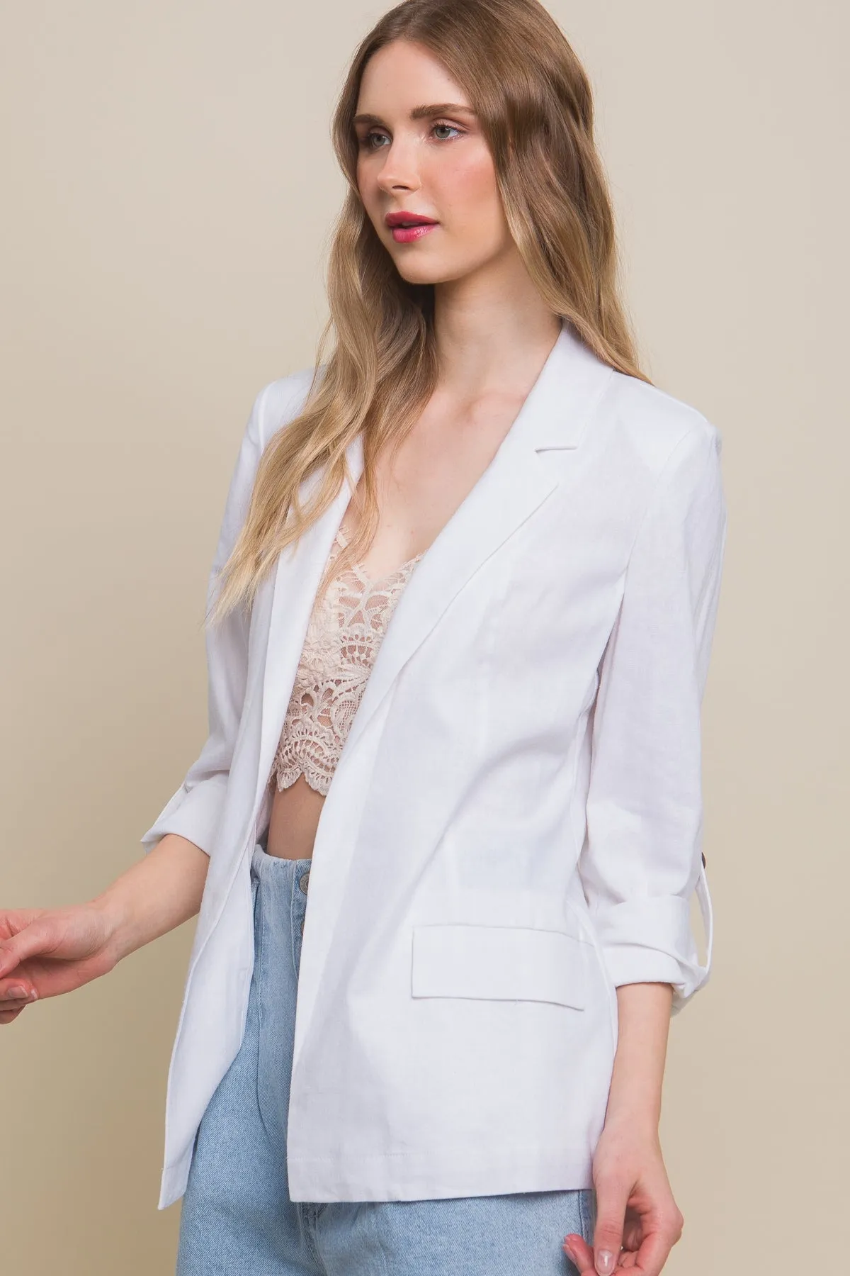 White Linen (blend) Blazer