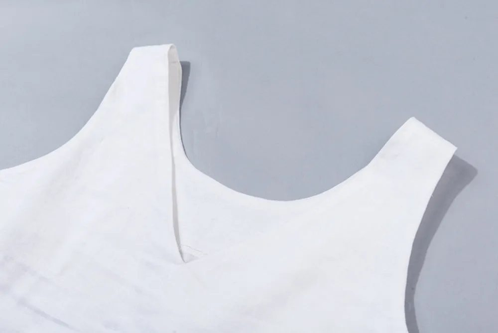 white linen top, sleeveless top women, loose tank top 1946