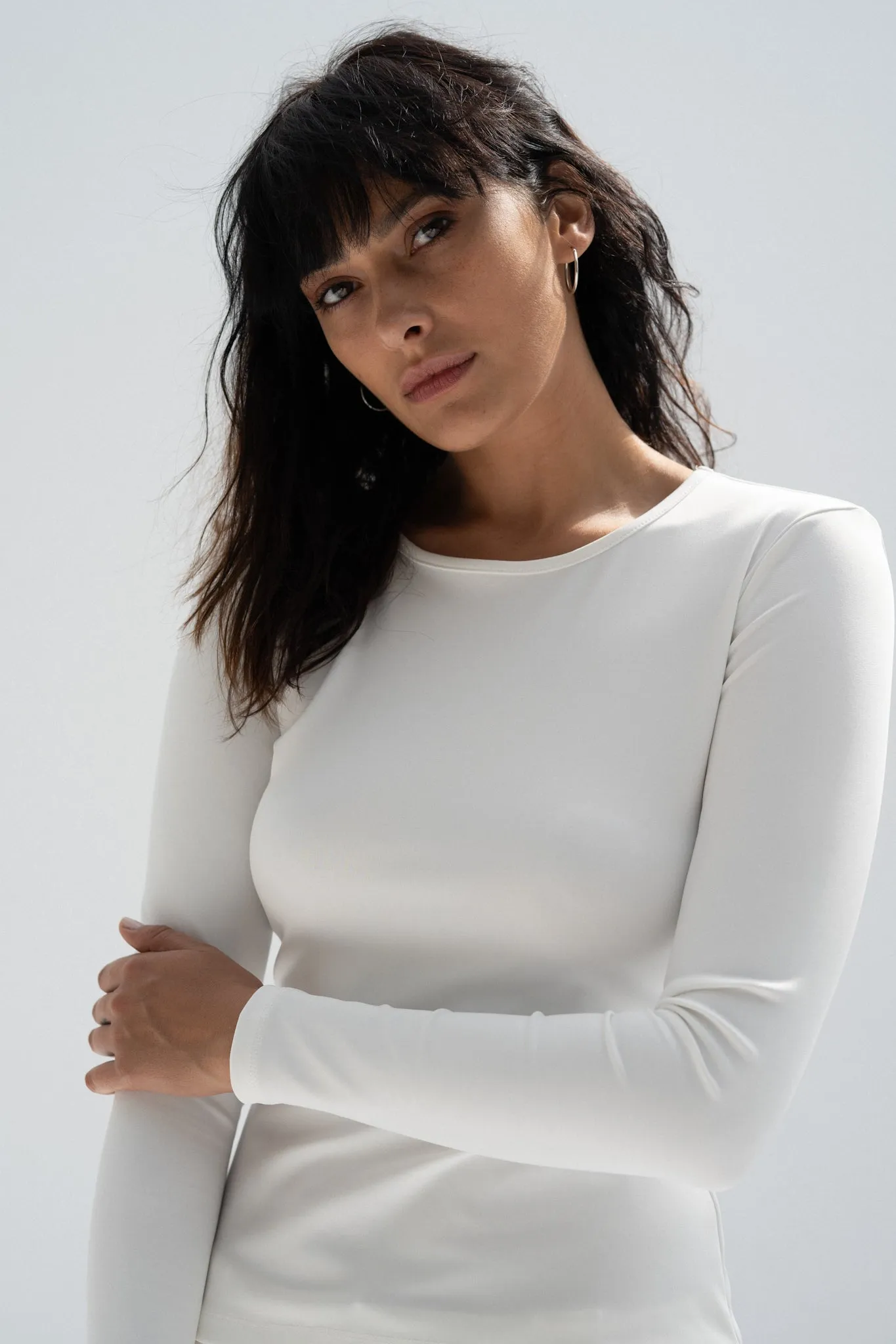 White Long Sleeves Top (Scuba)
