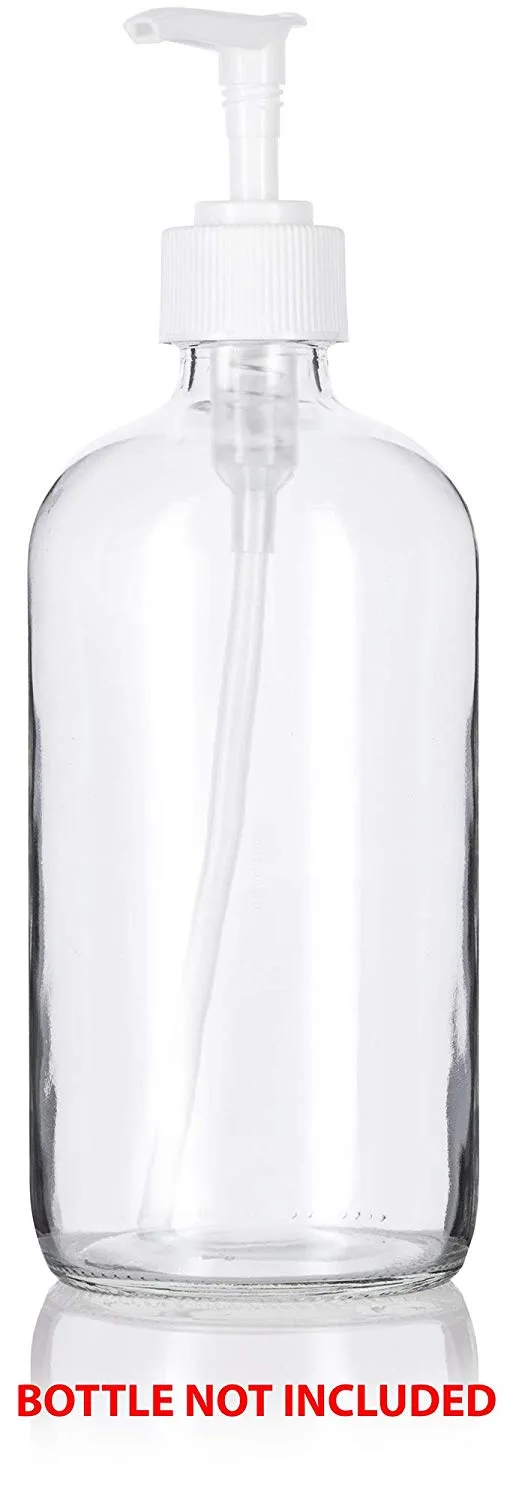 White Ribbed Lotion Pump Neck Size 28-400 Top Closure, 8.75 inch dip tube length (12 pcs)