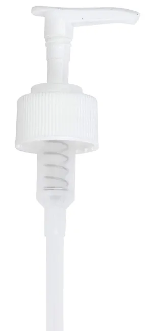 White Ribbed Lotion Pump Neck Size 28-400 Top Closure, 8.75 inch dip tube length (12 pcs)