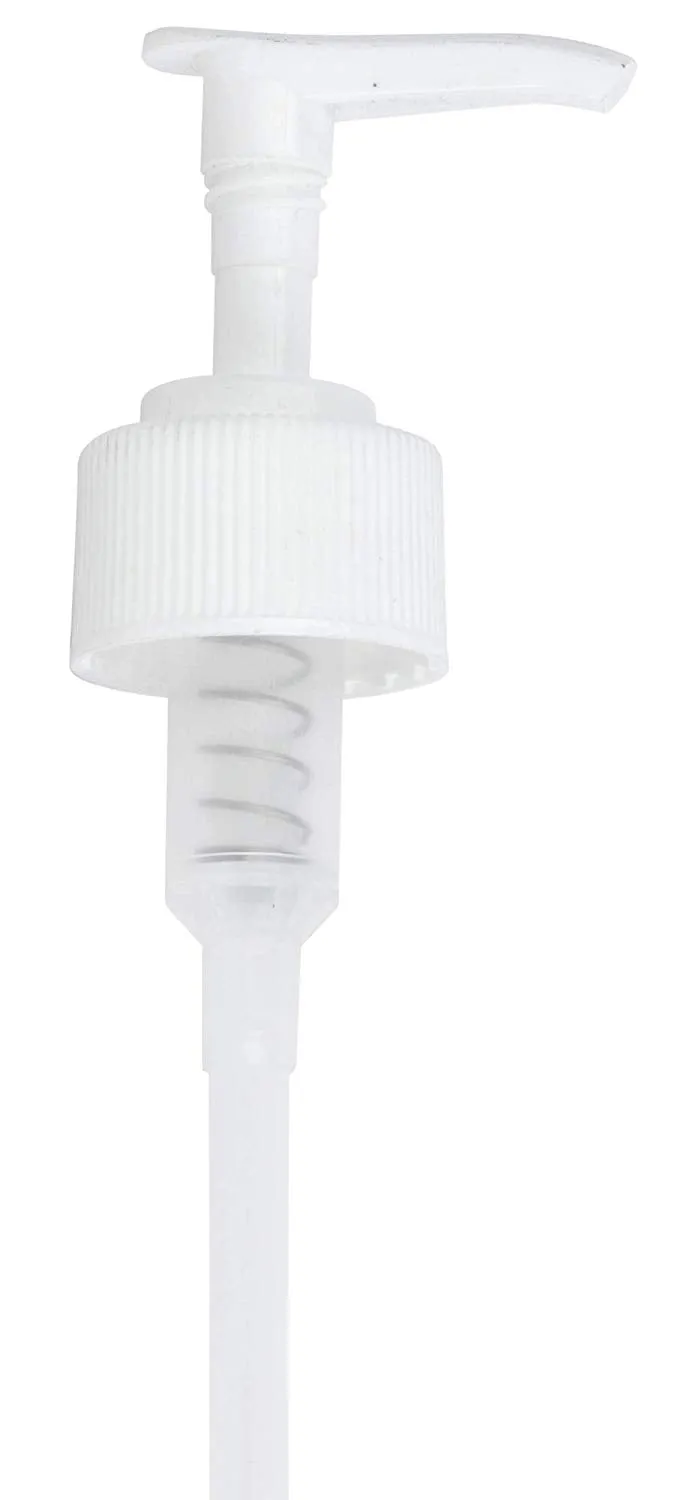 White Ribbed Lotion Pump Neck Size 28-400 Top Closure, 8.75 inch dip tube length (12 pcs)
