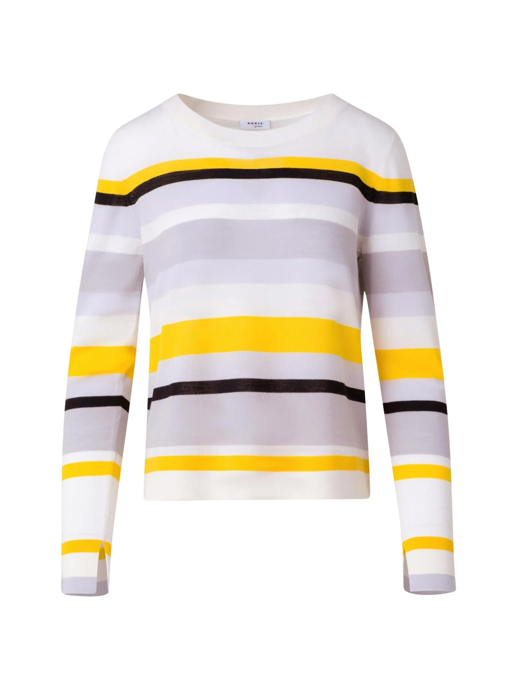 White Tin Black Striped Crew Neck Wool Jumper