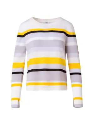 White Tin Black Striped Crew Neck Wool Jumper
