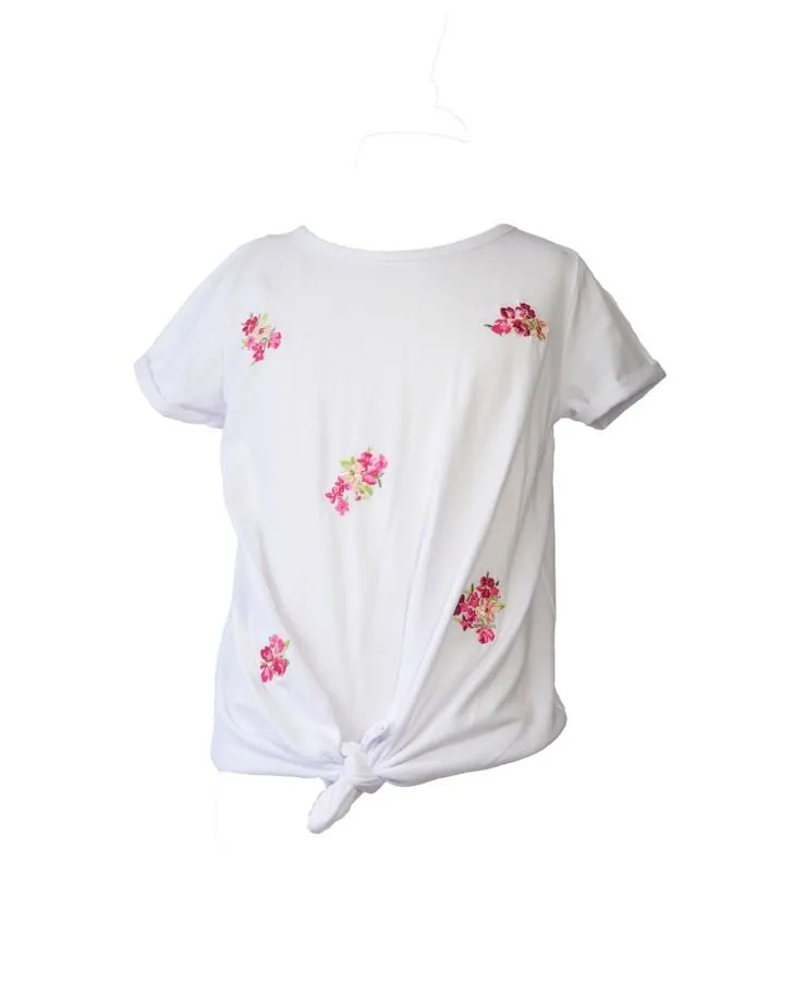 White Top with Floral Embroidery Detail