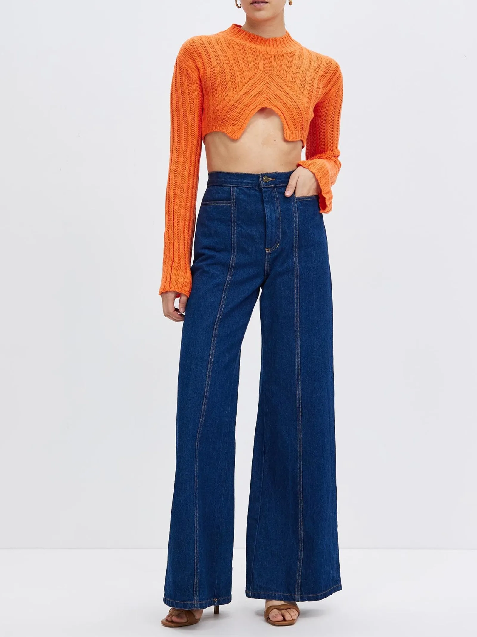 Women Skin-friendly Fabric Sweater Fashionable Orange Sweater by Kaja Clothing - Edana Top