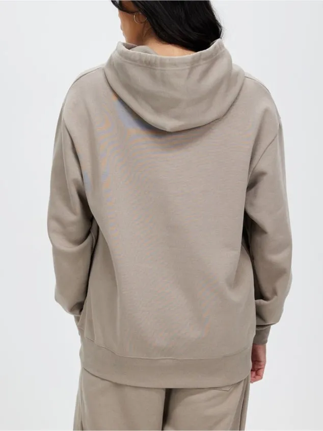 Women Solid Basic Loose Hoodie Mocha grey Sweatshirt Long Sleeve - Frida Top