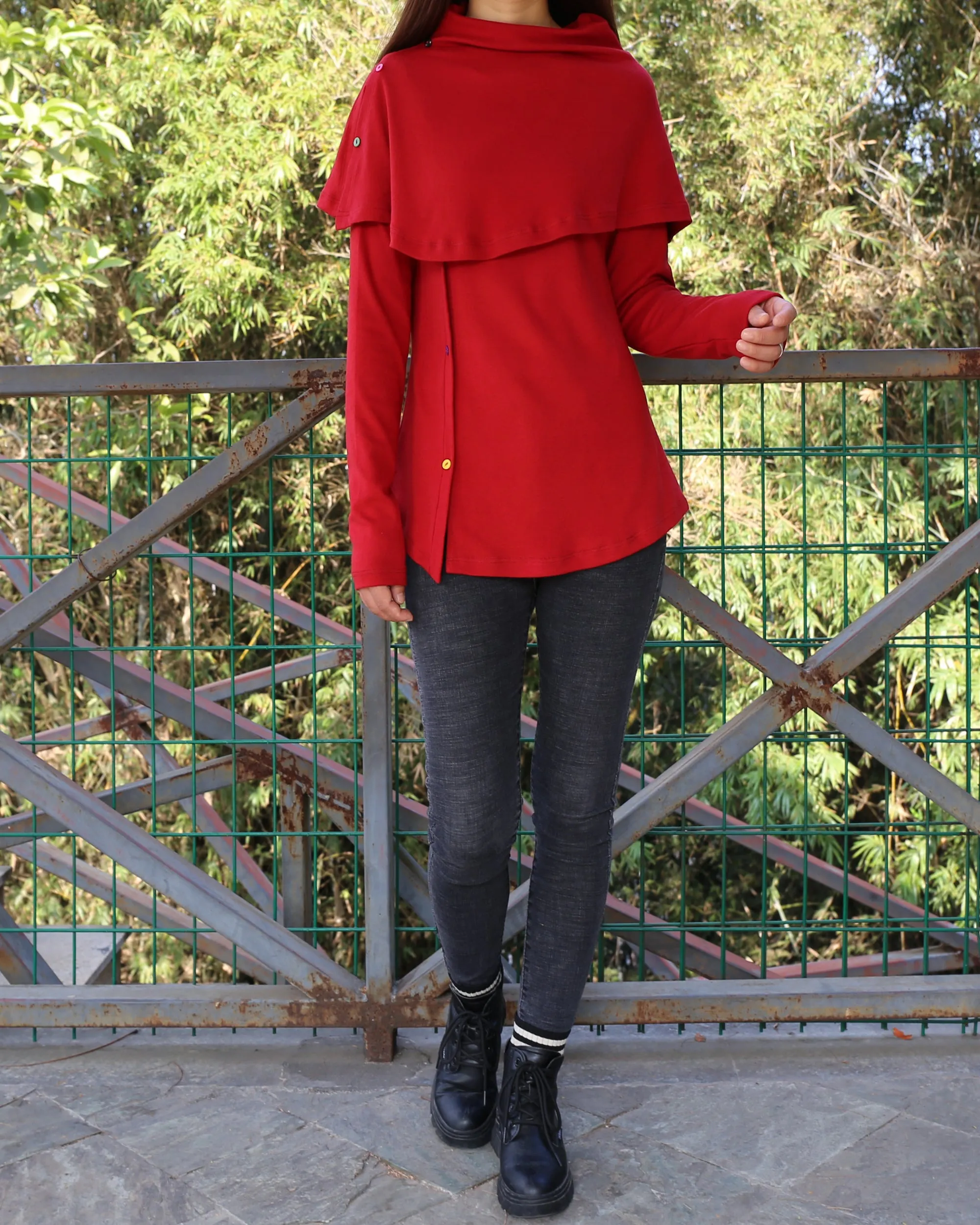 Women's Asymmetric t-shirt/bottoming shirt/long sleeve cotton top/customized top/(Y1018)