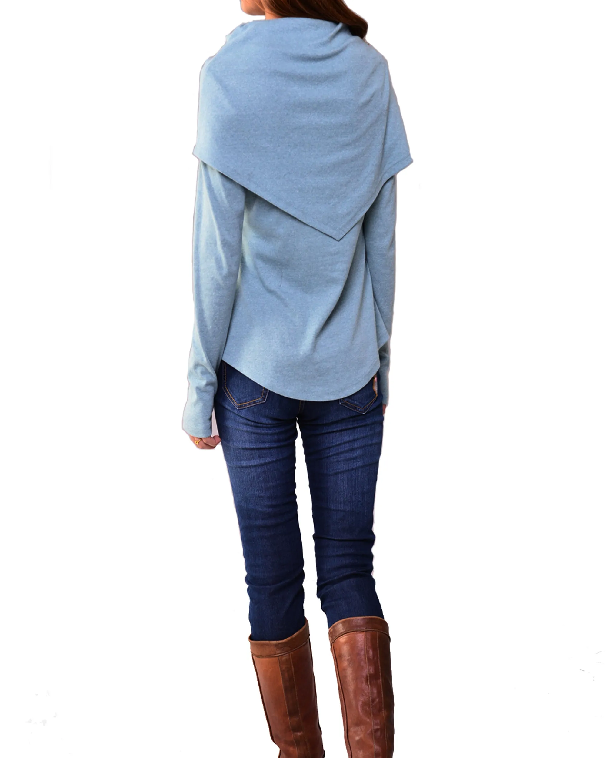 Women's Asymmetric t-shirt/bottoming shirt/long sleeve cotton top/customized top/(Y1018)