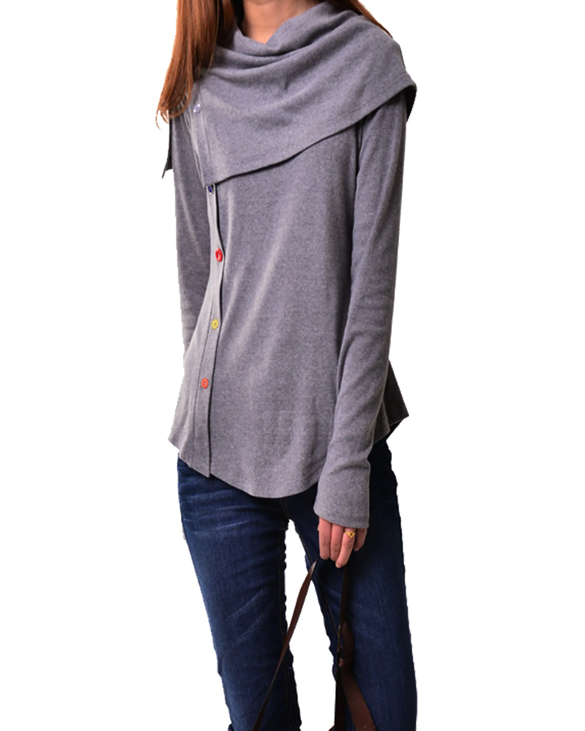 Women's Asymmetric t-shirt/bottoming shirt/long sleeve cotton top/customized top/(Y1018)
