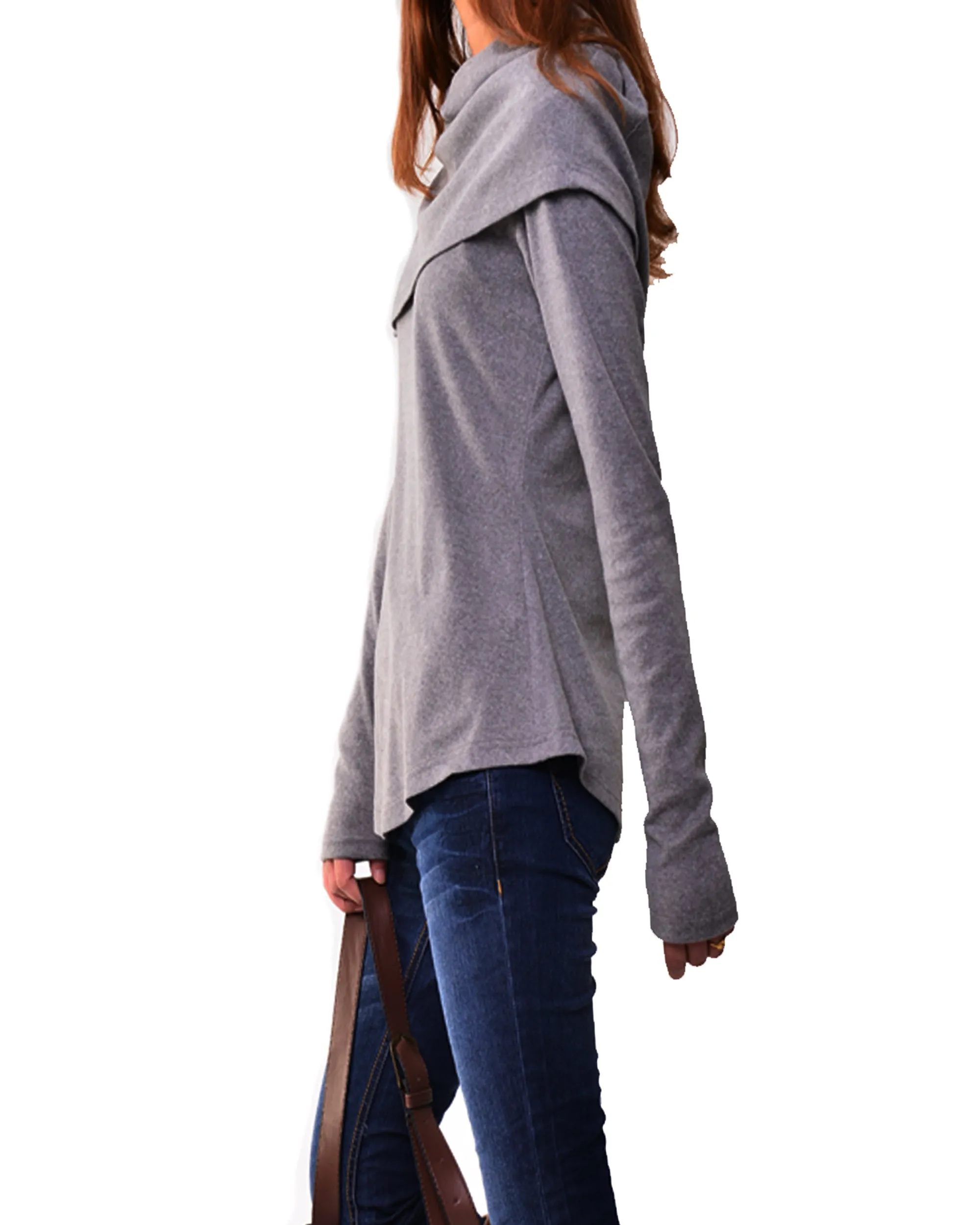 Women's Asymmetric t-shirt/bottoming shirt/long sleeve cotton top/customized top/(Y1018)