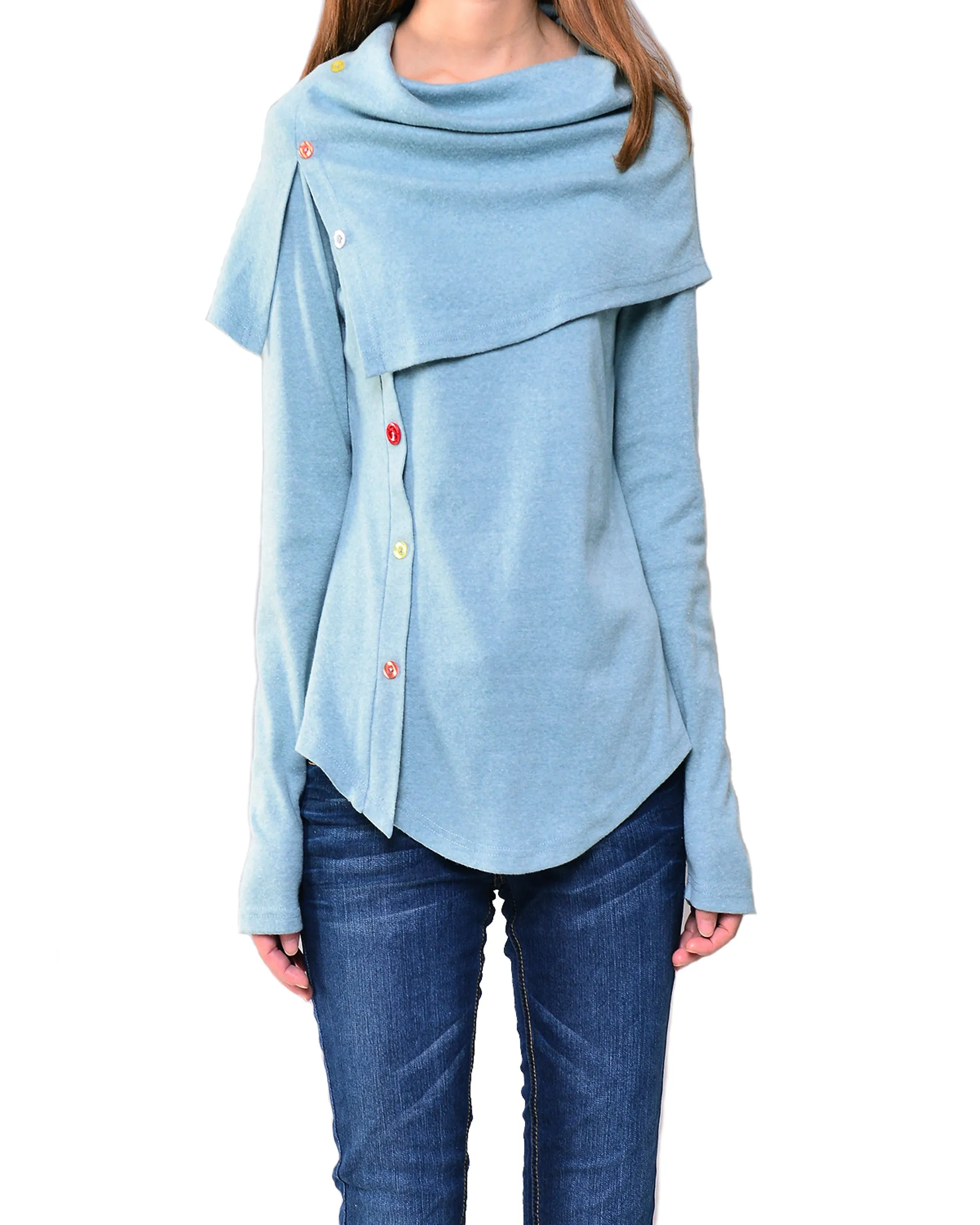 Women's Asymmetric t-shirt/bottoming shirt/long sleeve cotton top/customized top/(Y1018)