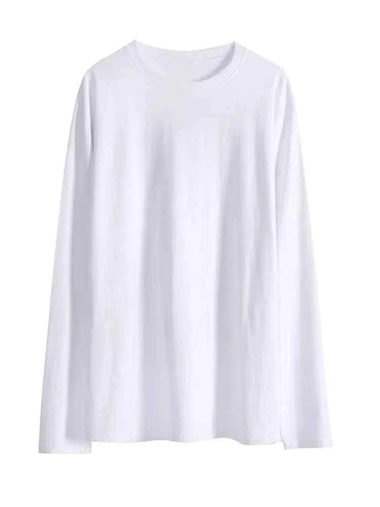 Women's Classic-Fit 100% Cotton Long-Sleeve Crewneck White T-Shirt by Kaja Clothing - Miranda Top