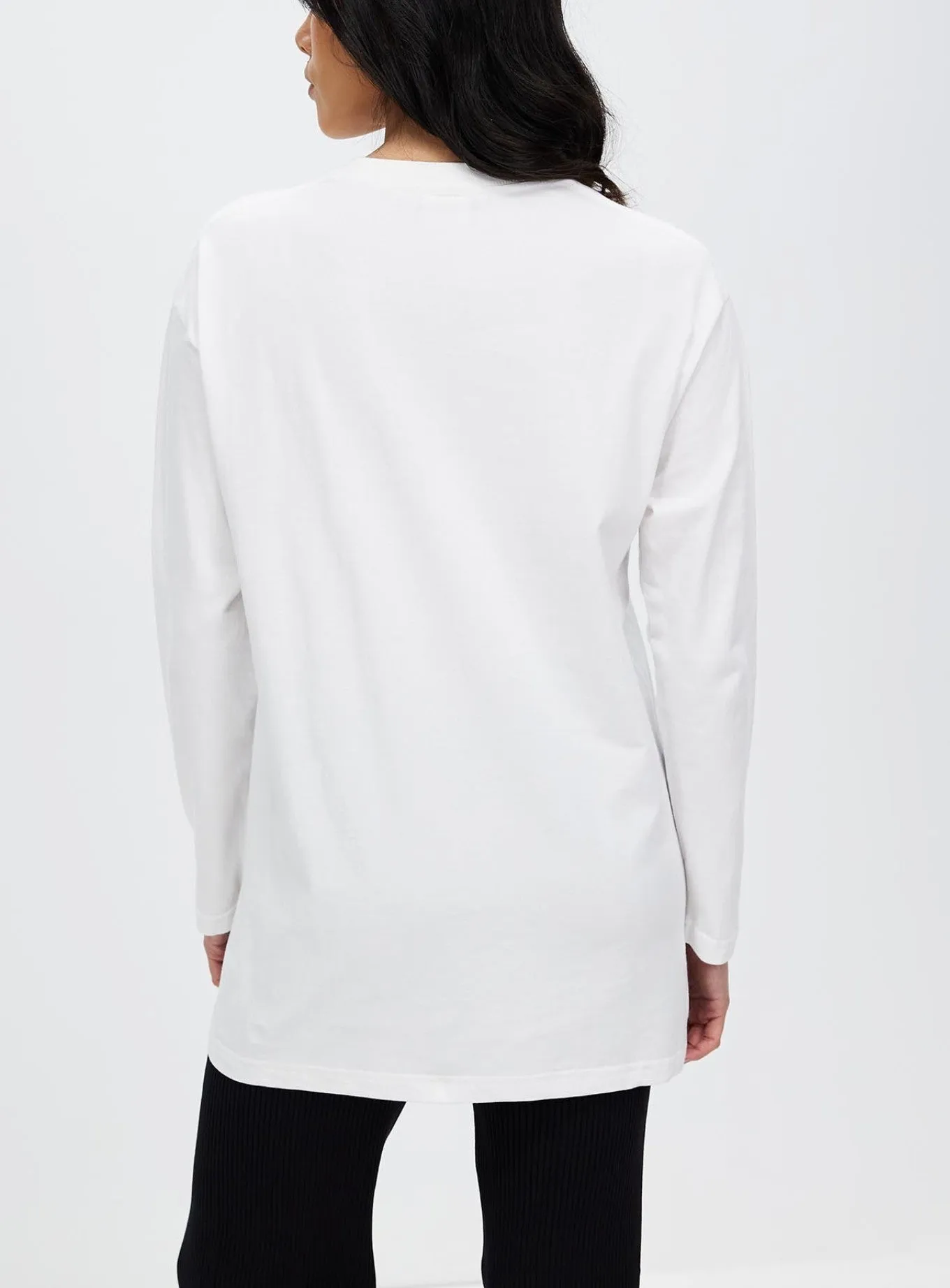 Women's Classic-Fit 100% Cotton Long-Sleeve Crewneck White T-Shirt by Kaja Clothing - Miranda Top