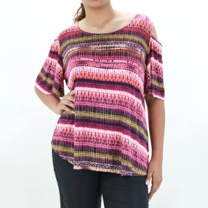 Women's Cold Shoulder Printed Top,Multi