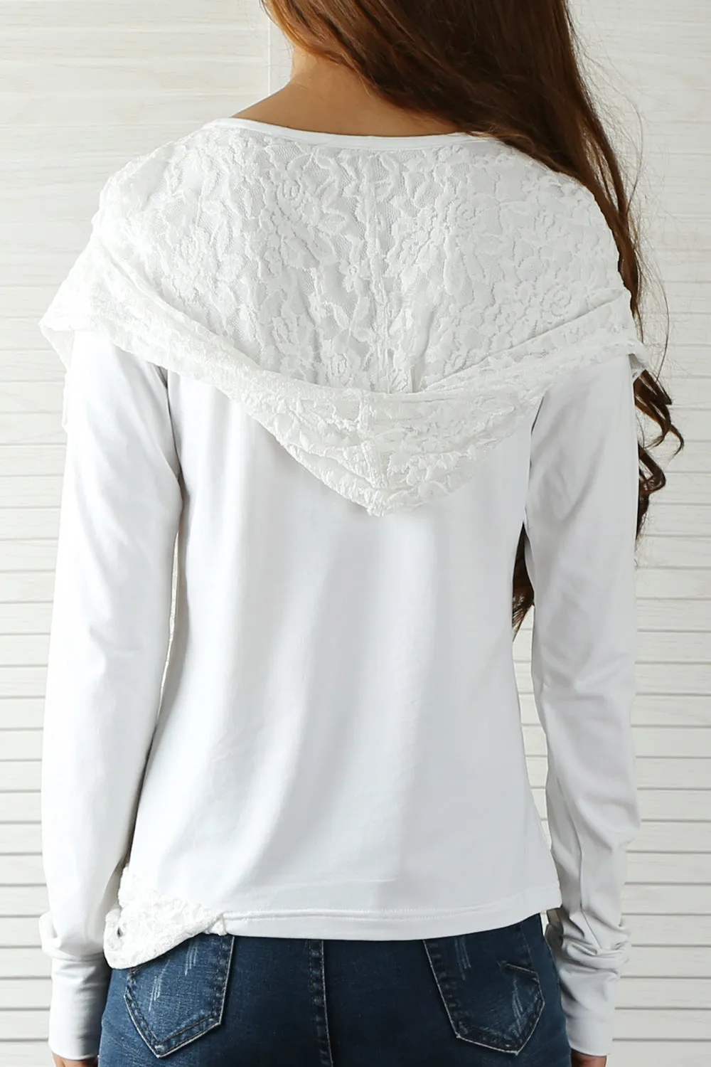 Womens cotton Top/Lace Cotton Hoodie/Oversized Plus size Sweatshirt/Casual Top/Customized T-shirt/Asymmetry clothing/Boho t-shirt/Long Sleeve Shirt(Y3118S)