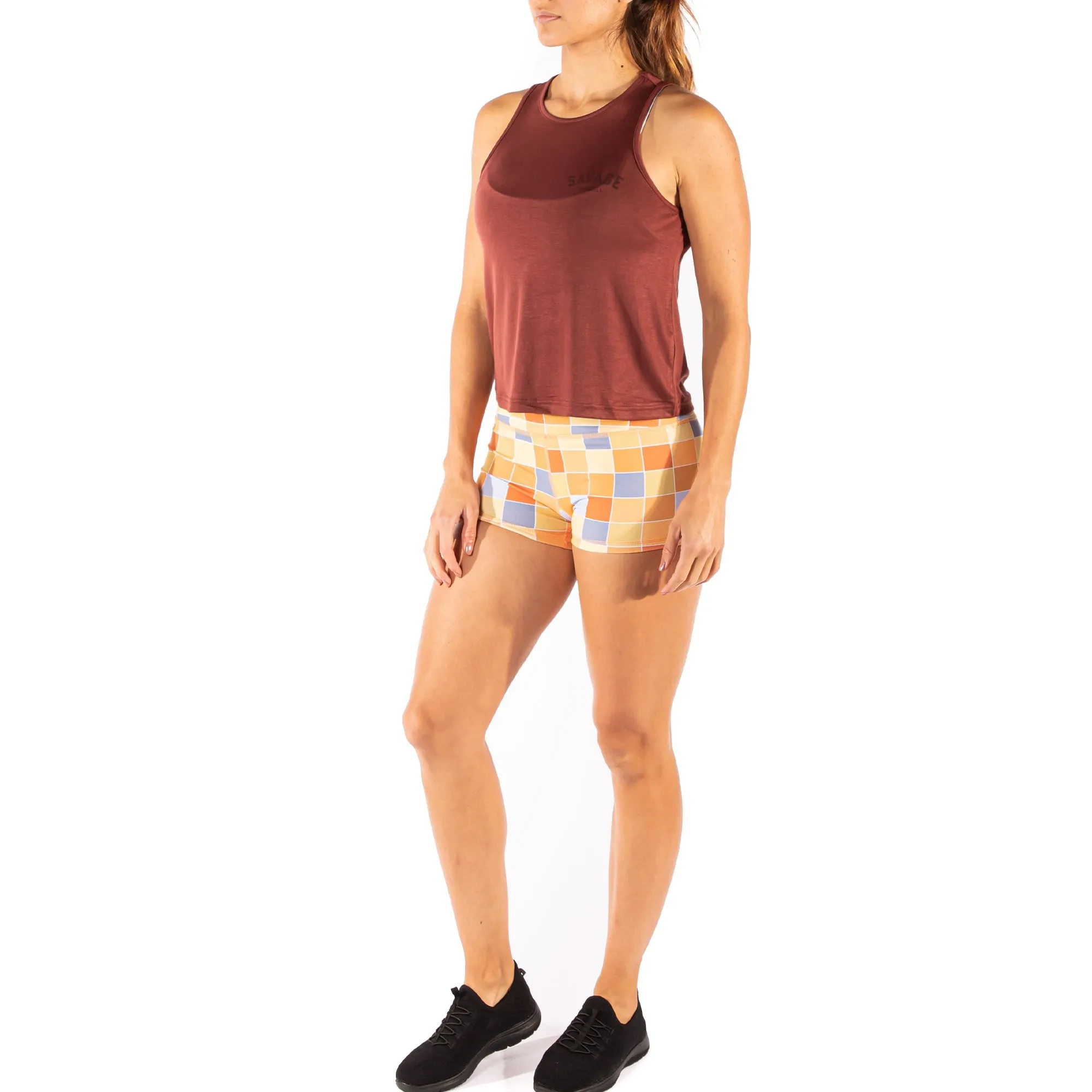 Women's Crop Racerback Tank - Vintage Brick