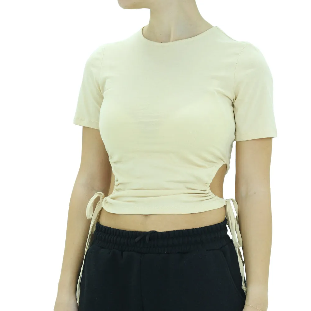 Women's Cropped Out T-shirt,Beige