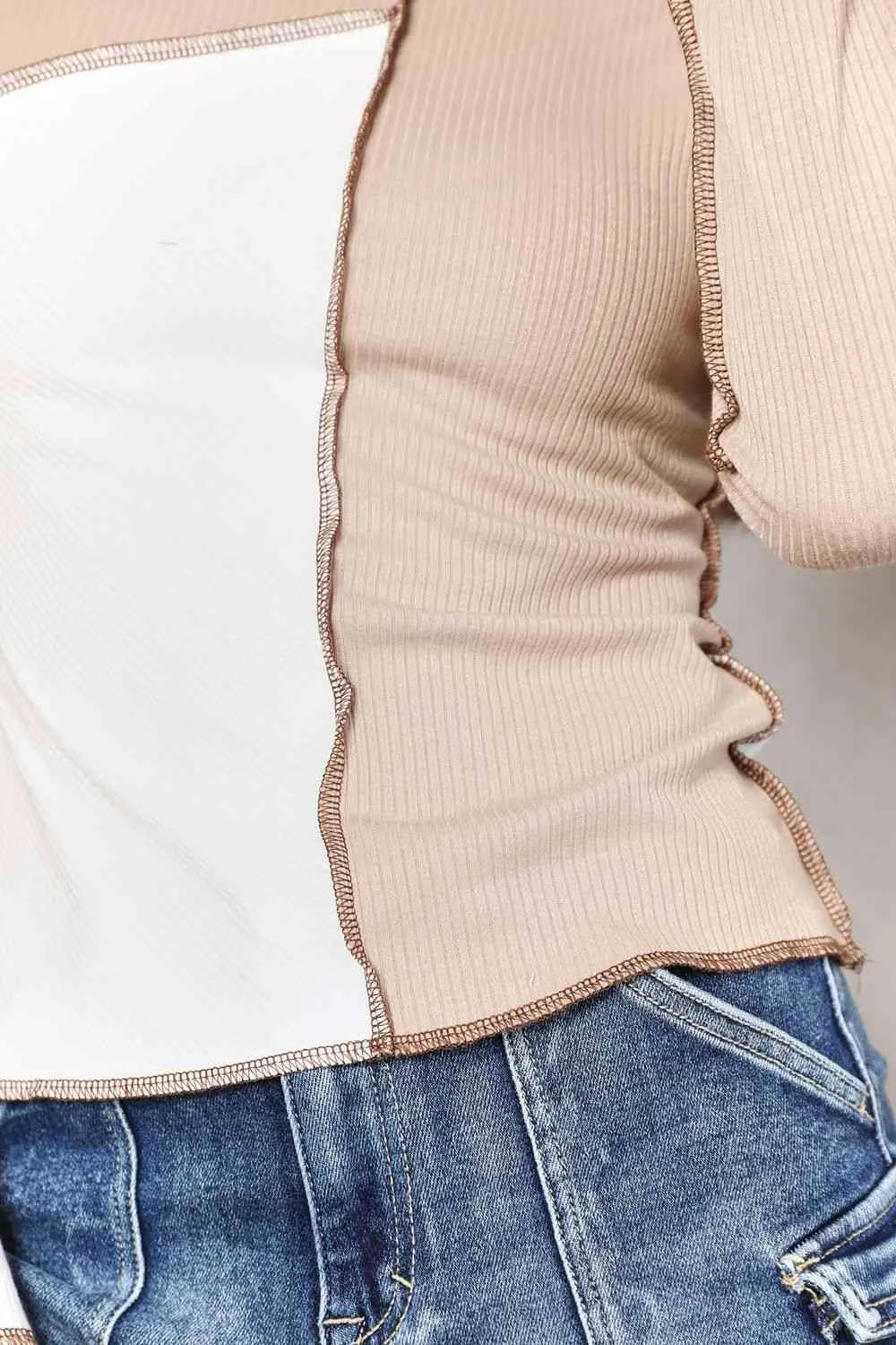 Women's Double Take Color Block Exposed Seam Top