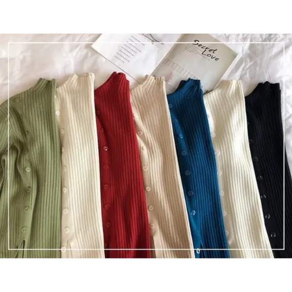 Women's Elegant Knit Turtleneck Jumper with Button and Slit | Ideal for Autumn/Winter