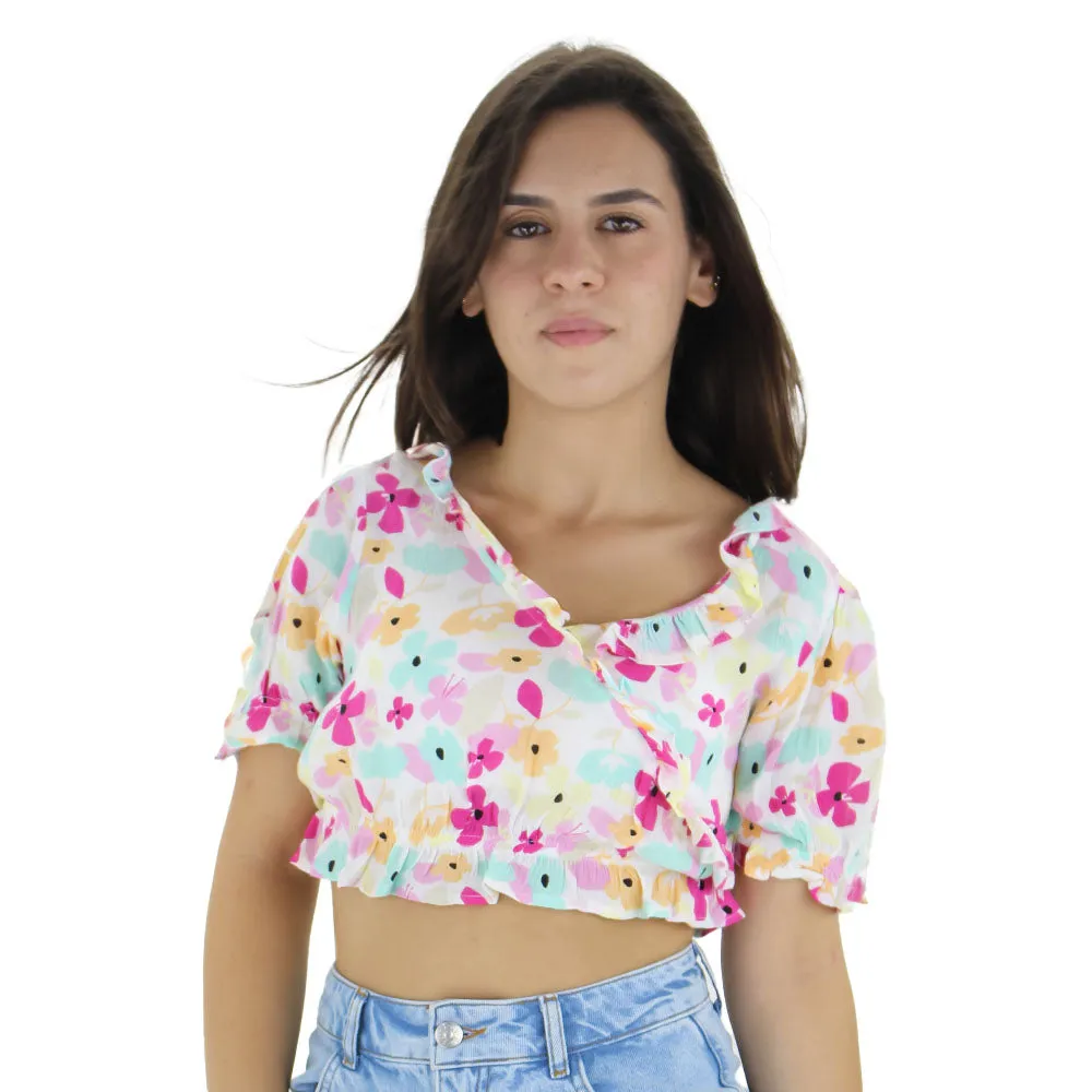 Women's Floral Crop Top,Multi