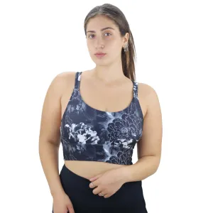 Women's Floral Sport Bra,Grey