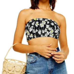 Women's Flower Bandeau Top,Black