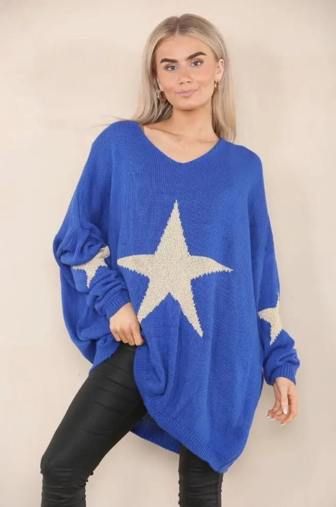 Womens Italian Knitted Oversized Lagenlook Big Heart Print Jumper