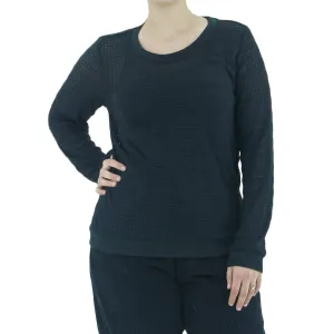 Women's Perforated Casual Top,Black