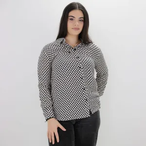 Women's Plaid Printed Dress Shirt,White