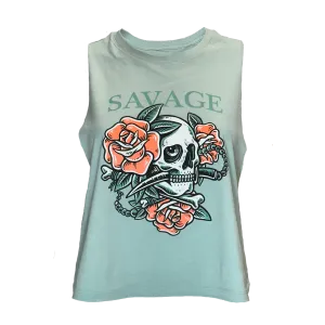 Women's Racerback Crop Tank - Sea Foam
